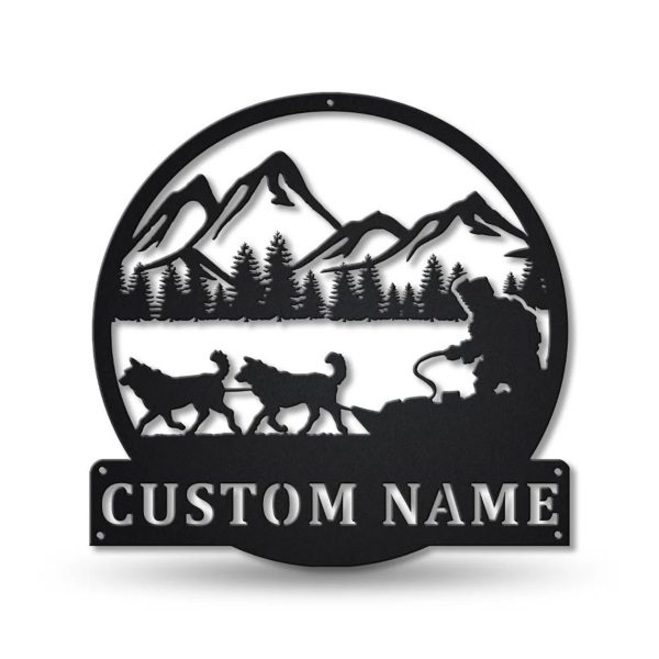 Sled Dog Racing Metal Sign Personalized Metal Name Signs Home Decor Sport Lovers Gifts