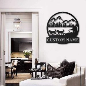 Sled Dog Racing Metal Sign Personalized Metal Name Signs Home Decor Sport Lovers Gifts 2