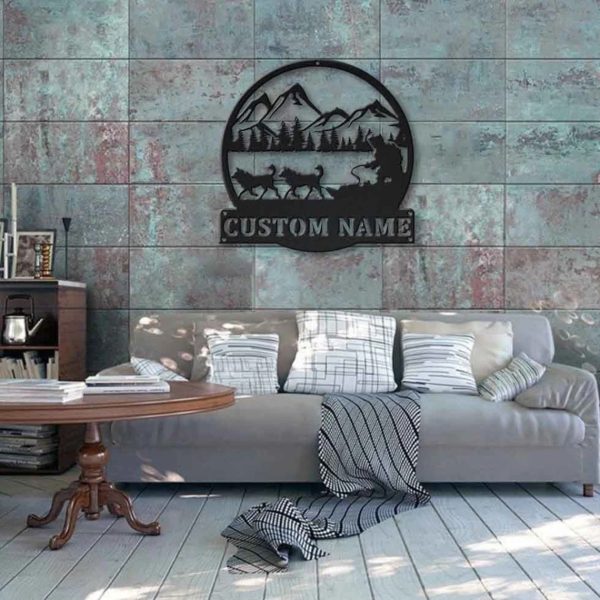 Sled Dog Racing Metal Sign Personalized Metal Name Signs Home Decor Sport Lovers Gifts