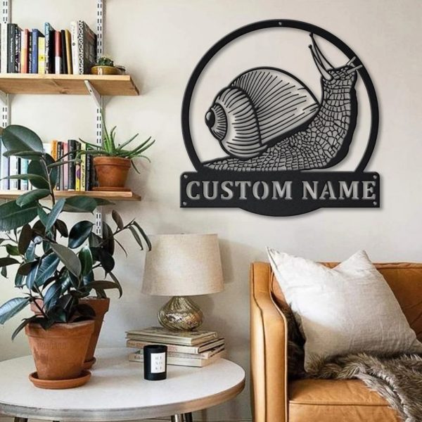 Snail Metal Art Personalized Metal Name Sign Decor Home Gift for Animal Lover