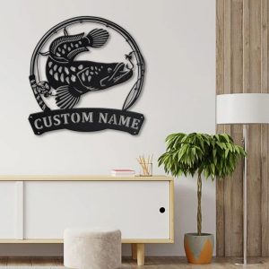 Snakehead Fish Metal Art Personalized Metal Name Sign Decor Home Fishing Gift for Fisherman 3