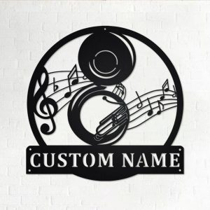 Sousaphone Musical Instrument Metal Art Personalized Metal Name Sign Music Room Decor