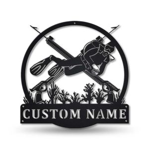 Spearfishing Sport Metal Sign Personalized Metal Name Signs Home Decor Sport Lovers Gifts 1