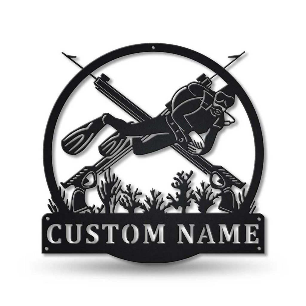 Spearfishing Sport Metal Sign Personalized Metal Name Signs Home Decor Sport Lovers Gifts
