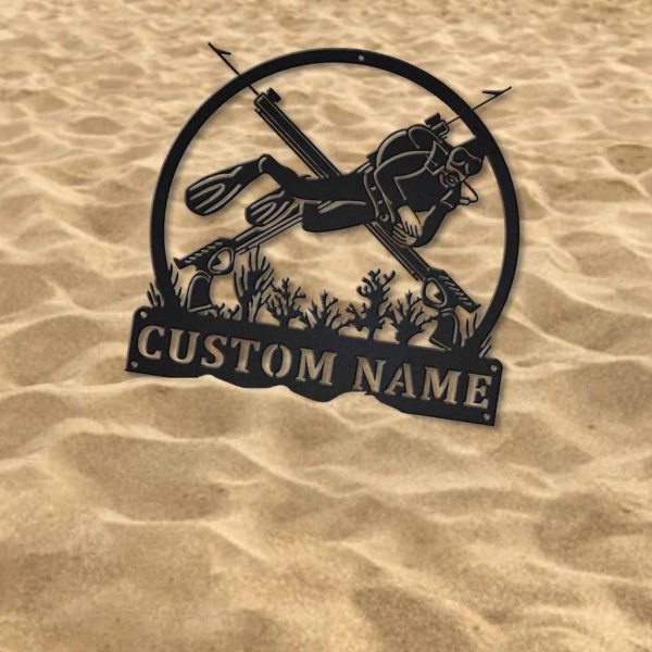 Spearfishing Sport Metal Sign Personalized Metal Name Signs Home Decor Sport Lovers Gifts