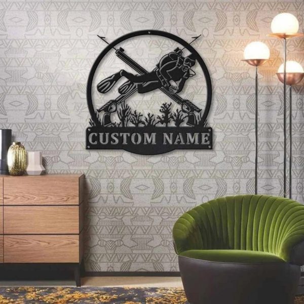 Spearfishing Sport Metal Sign Personalized Metal Name Signs Home Decor Sport Lovers Gifts