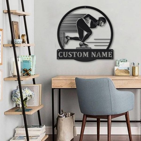 Speed Skating Metal Sign Personalized Metal Name Signs Home Decor Sport Lovers Gifts