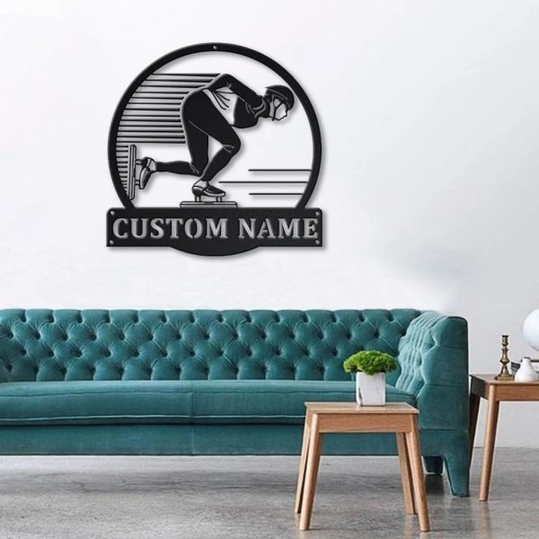 Speed Skating Metal Sign Personalized Metal Name Signs Home Decor Sport Lovers Gifts