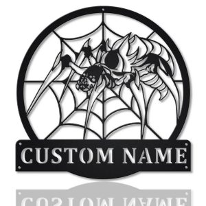 Spider Metal Art Personalized Metal Name Sign Decor Home Gift for Animal Lover