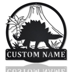 Stegosaurus Metal Art Personalized Metal Name Sign Decor Home Gift for Animal Lover 1