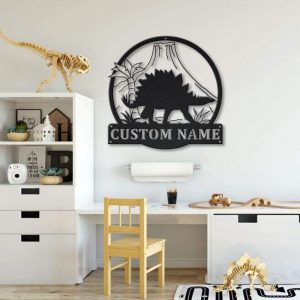 Stegosaurus Metal Art Personalized Metal Name Sign Decor Home Gift for Animal Lover 2