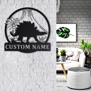 Stegosaurus Metal Art Personalized Metal Name Sign Decor Home Gift for Animal Lover 3