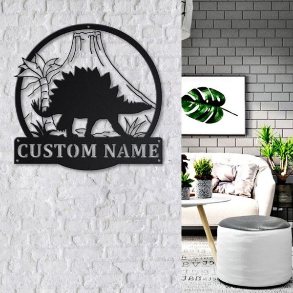 Stegosaurus Metal Art Personalized Metal Name Sign Decor Home Gift for Animal Lover