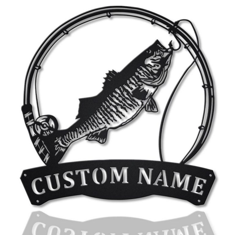 Striped Bass Fish Metal Art Personalized Metal Name Sign Decor Home