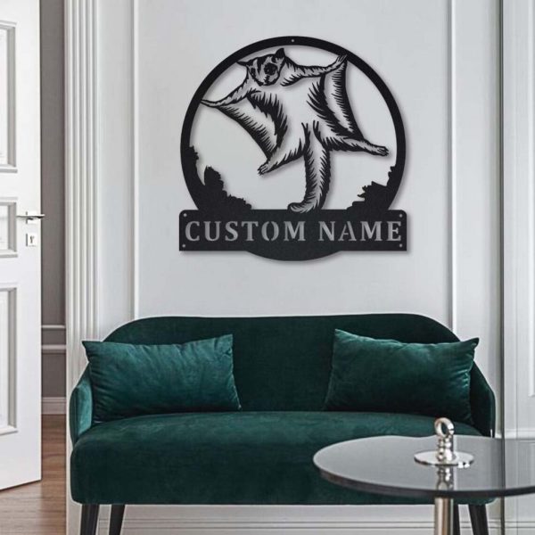 Sugar Glider Metal Art Personalized Metal Name Sign Decor Home Gift for Animal Lover