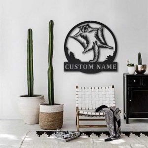 Sugar Glider Metal Art Personalized Metal Name Sign Decor Home Gift for Animal Lover 4