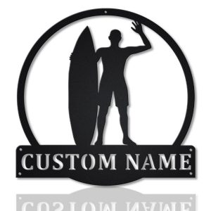 Surfing Metal Sign Personalized Metal Name Signs Home Decor Sport Lovers Gifts 1