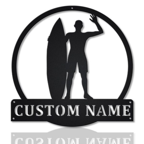 Surfing Metal Sign Personalized Metal Name Signs Home Decor Sport Lovers Gifts