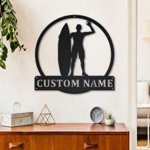 Surfing Metal Sign Personalized Metal Name Signs Home Decor Sport Lovers Gifts 2