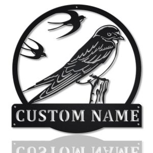 Swallows Birds Metal Art Personalized Metal Name Sign Decor Home Gift for Animal Lover 1