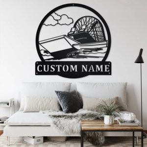 Swamp Boat Metal Wall Art Personalized Metal Name Sign Home Decor Housewarming Gift