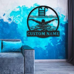 Swimming Metal Sign Personalized Metal Name Signs Home Decor Sport Lovers Gifts 3