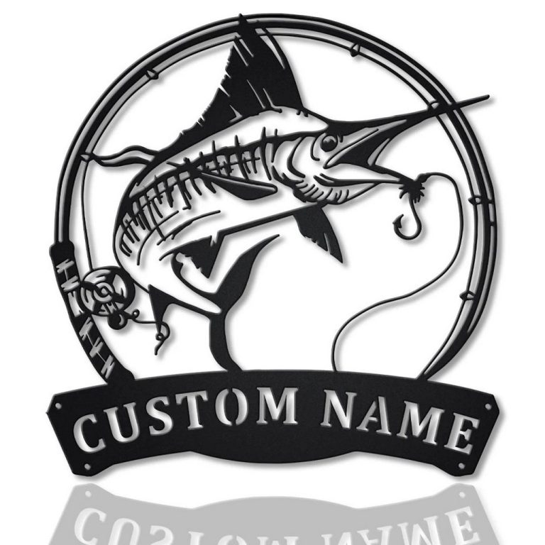 Swordfish Metal Art Personalized Metal Name Sign Decor Home Fishing 