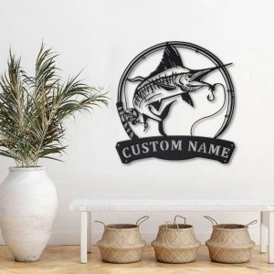 Swordfish Metal Art Personalized Metal Name Sign Decor Home Fishing Gift for Fisherman 2
