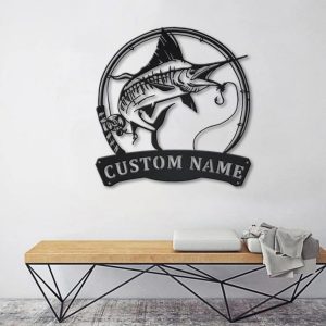 Swordfish Metal Art Personalized Metal Name Sign Decor Home Fishing Gift for Fisherman 4