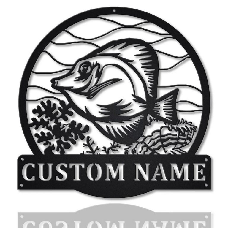 Tang Fish Metal Art Personalized Metal Name Sign Decor Home Gift for