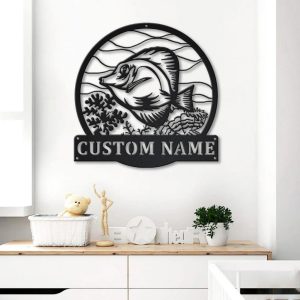 Tang Fish Metal Art Personalized Metal Name Sign Decor Home Gift for Fishing Lover 4