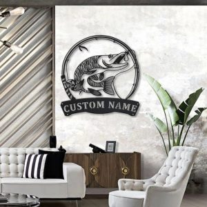Tiger Muskellunge Fish Metal Art Personalized Metal Name Sign Decor Home Fishing Gift for Fisherman 2
