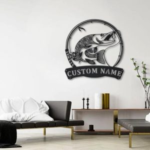 Tiger Muskellunge Fish Metal Art Personalized Metal Name Sign Decor Home Fishing Gift for Fisherman 4