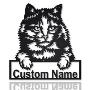 Tortoiseshell Cat Metal Art Personalized Metal Name Sign Decor Home Gift for Cat Lover