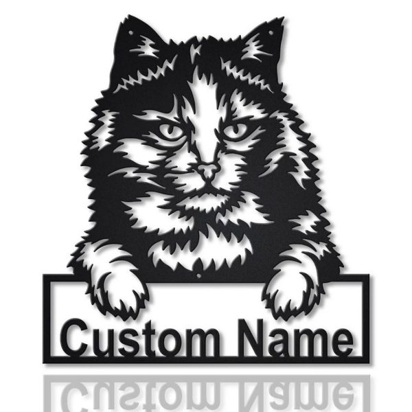 Tortoiseshell Cat Metal Art Personalized Metal Name Sign Decor Home Gift for Cat Lover