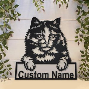 Tortoiseshell Cat Metal Art Personalized Metal Name Sign Decor Home Gift for Cat Lover 2