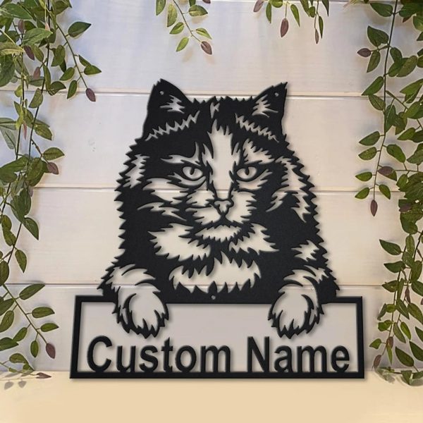 Tortoiseshell Cat Metal Art Personalized Metal Name Sign Decor Home Gift for Cat Lover