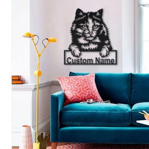 Tortoiseshell Cat Metal Art Personalized Metal Name Sign Decor Home Gift for Cat Lover 4