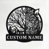 Tree Wolf Metal Art Personalized Metal Name Sign Decor Home Gift for Hunter 1