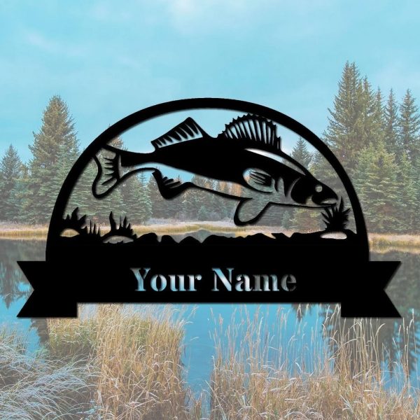 Trout Bass Metal Art Personalized Metal Name Sign Fishing Signs Decor