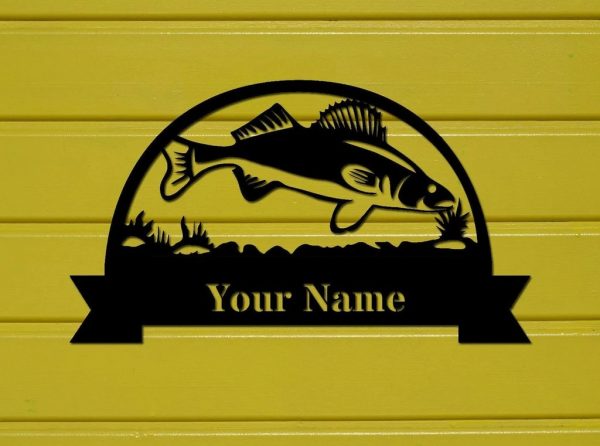 Trout Bass Metal Art Personalized Metal Name Sign Fishing Signs Decor