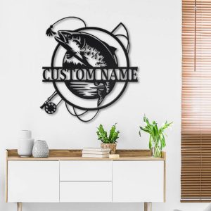 Trout Fish Metal Art Personalized Metal Name Sign Decor Home Fishing Gift for Fisherman