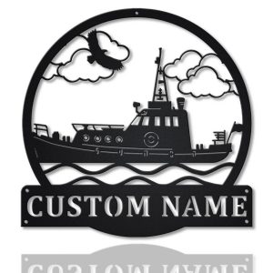 Tugboat Ship Metal Art Personalized Metal Name Sign Home Decor Housewarming Gift
