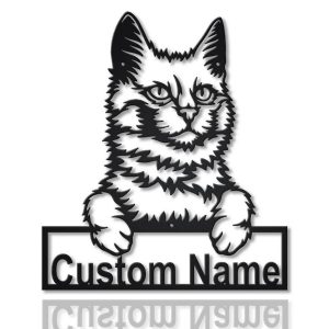 Turkish Angora Cat Metal Art Personalized Metal Name Sign Decor Home Gift for Cat Lover