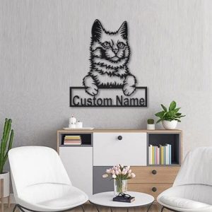Turkish Angora Cat Metal Art Personalized Metal Name Sign Decor Home Gift for Cat Lover 2