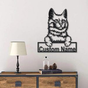 Turkish Angora Cat Metal Art Personalized Metal Name Sign Decor Home Gift for Cat Lover 4