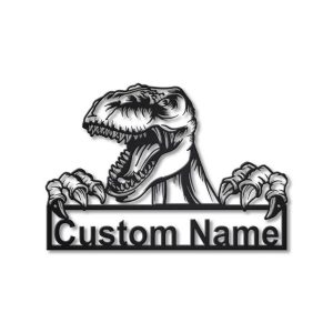 Tyrannosaurus Dinosaur Metal Art Personalized Metal Name Sign Decor Home Gift for Animal Lover 1