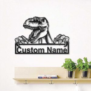 Tyrannosaurus Dinosaur Metal Art Personalized Metal Name Sign Decor Home Gift for Animal Lover 3