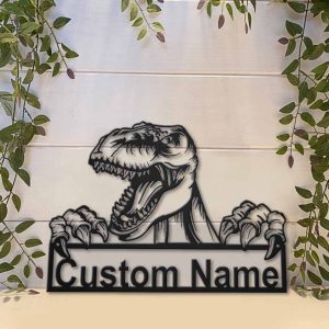 Tyrannosaurus Dinosaur Metal Art Personalized Metal Name Sign Decor Home Gift for Animal Lover 4