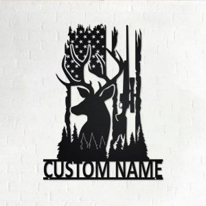 US Deer Hunting Metal Art Personalized Metal Name Signs Gifts For Hunter Dad Home Decor